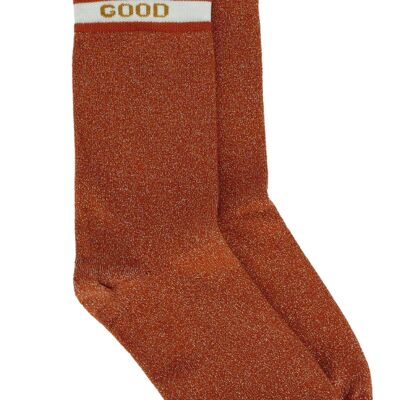 Lurex-Socken aus Bio-Baumwolle für Damen - Josette Good Vibes in Terracotta