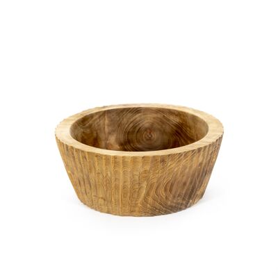 Decorative  teakwooden bowl Magda - carving on the outside - diameter 26 cm