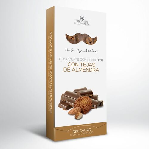 Chocolate con leche 42% con tejas de almendra ,Rafa Gorrotxategi