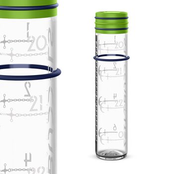 Time Buddels bouteille en verre 1000ml NIGHTINGALL rappel de boisson bouteille d'eau avec échelle de temps 1l vert naturel 3