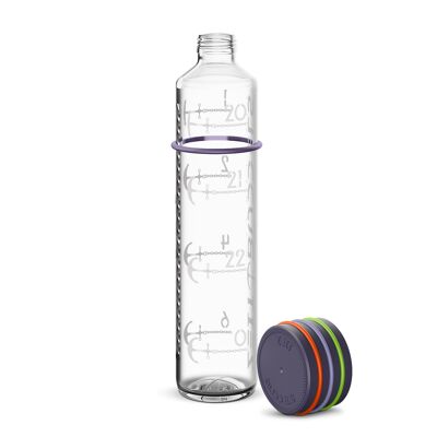 Time Buddels bouteille en verre 1000ml NIGHTINGALL rappel de boisson bouteille d'eau bouteille d'eau avec échelle de temps 1l violet