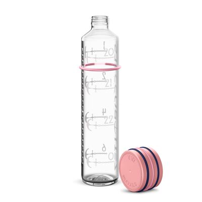 Zeit Buddels Glasflasche 1000ml NACHTIGALL Trinkerinnerung Trinkflasche Wasserflasche mit Zeitskala 1l rosé