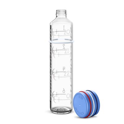 Time Buddels glass bottle 1000ml NIGHTINGALL drinking reminder drinking bottle water bottle with time scale 1l sky blue