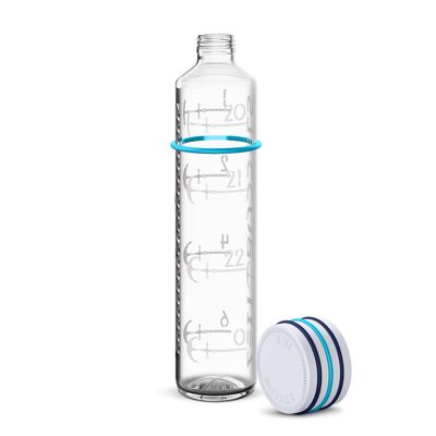Bottiglia di vetro Time Buddels 1000ml NIGHTINGALL bottiglia d'acqua promemoria per bere bottiglia d'acqua con scala temporale 1l bianco