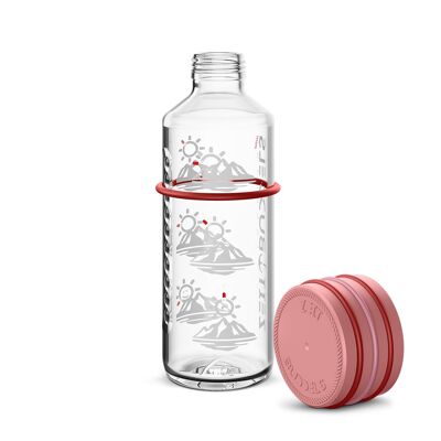 Zeit Buddels SUNBEAM drinking bottle 600ml with time marking 0.6l glass bottle rosé