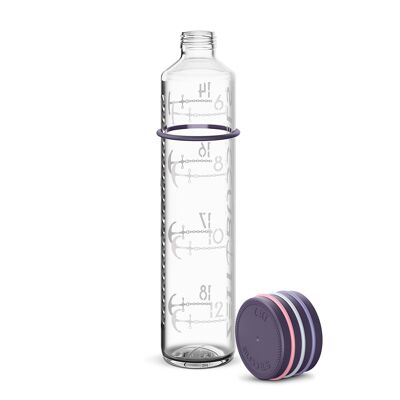 Zeit Buddels botella para beber botella de vidrio con recordatorio para beber 1l botella de agua NAVIGATOR violeta