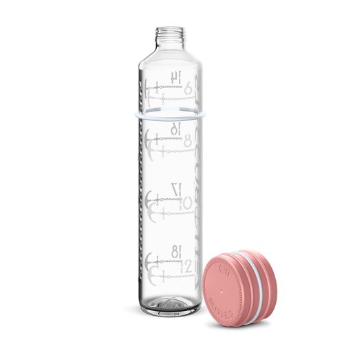 Zeit Buddels Trinkflasche Glasflasche mit Trinkerinnerung 1l Wasserflasche NAVIGATOR rosé