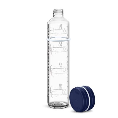 Zeit Buddels Trinkflasche Glasflasche mit Trinkerinnerung 1l Wasserflasche NAVIGATOR nachtblau