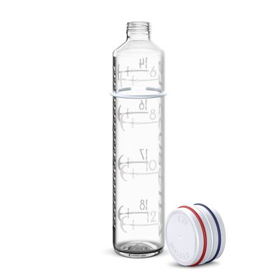 Zeit Buddels Trinkflasche Glasflasche mit Trinkerinnerung 1l Wasserflasche NAVIGATOR weiß