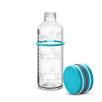 Zeit Buddels Trinkflasche Glasflasche mit Trinkerinnerung 0,6l Wasserflasche NAVIGATOR türkis