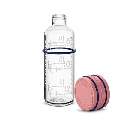 Zeit Buddels drinking bottle Glass bottle with drinking reminder 0.6l water bottle NAVIGATOR rosé