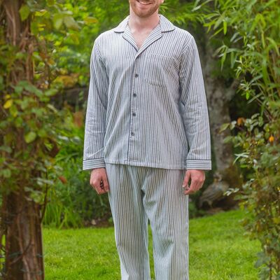 Lee Valley Flannel Pyjama Blue Ivory Stripe (LV2) Homme/Femme