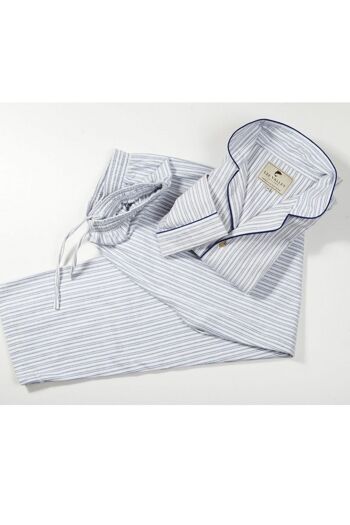 Lee Valley Flannel Pyjama Blue Ivory Stripe (LV2) Homme/Femme 3