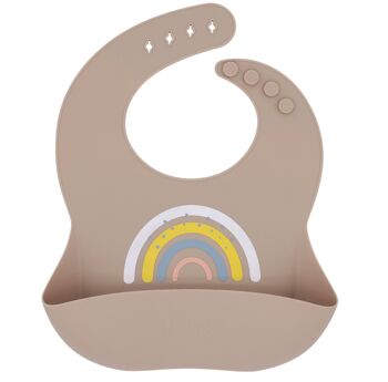 Bavoir en silicone waterproof pour bébé et tout-petit Rainbow Beige 2