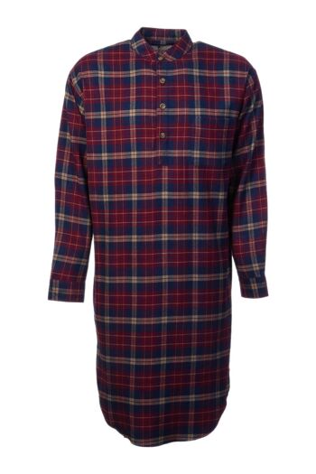 Chemise de Nuit en Flanelle à Carreaux Marron Marine (LV10) 4