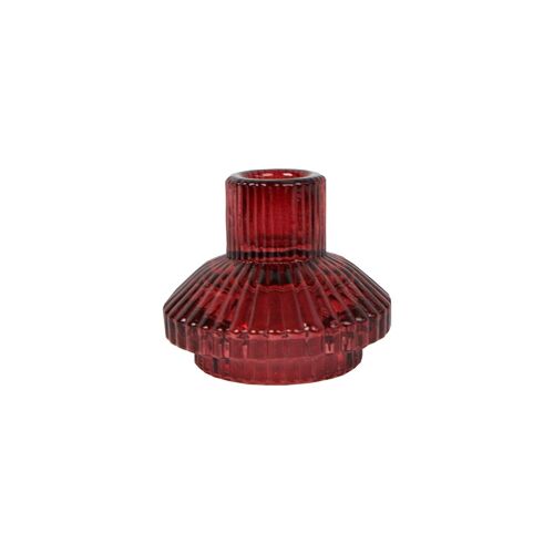 Small Burgundy Red Glass Candle Holder