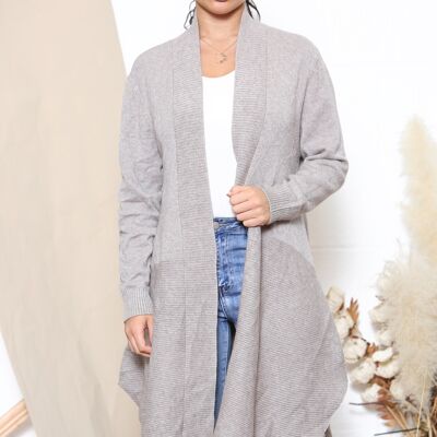Taupe ribbed texture long sleeve cardigan