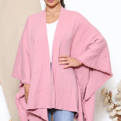 Pink frayed edge poncho