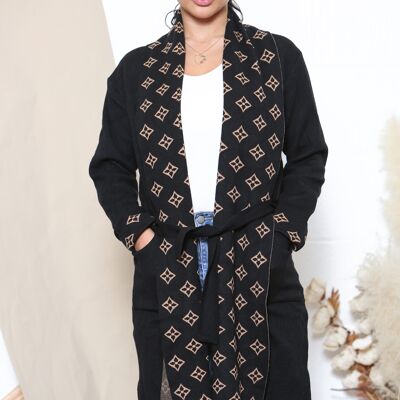 Black star pattern coat with pockets