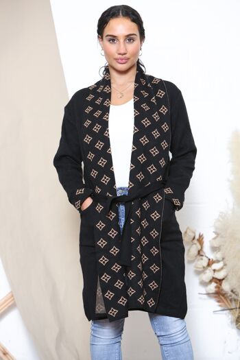 Manteau motif étoile noir avec poches 1