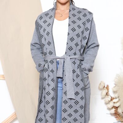 Grey star pattern coat with pockets