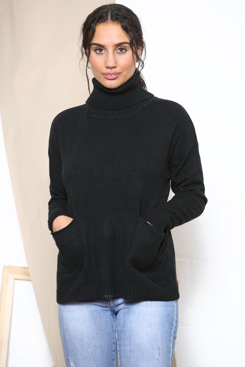 Black turtle neck heart jumper