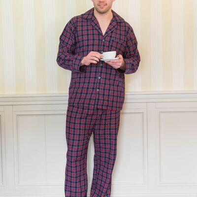 Flanell-Pyjama Lila/Navy Tartan (LV28)