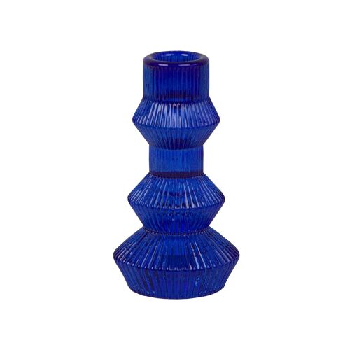 Cobalt Blue Glass Candlestick Holder