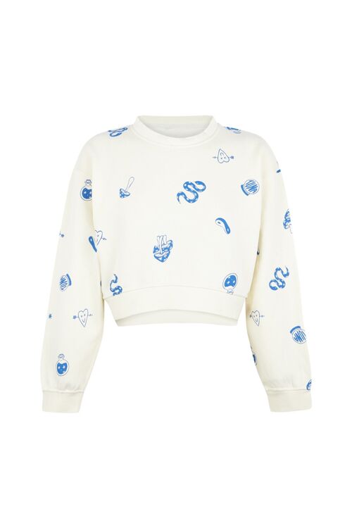 Short sweatshirt MUSHROOM blue