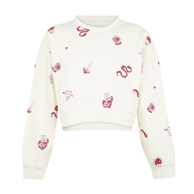 Magentafarbenes kurz geschnittenes MUSHROOM-Sweatshirt