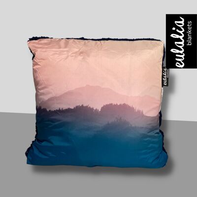 Cushion cover for outdoor blanket | Pink Mountains