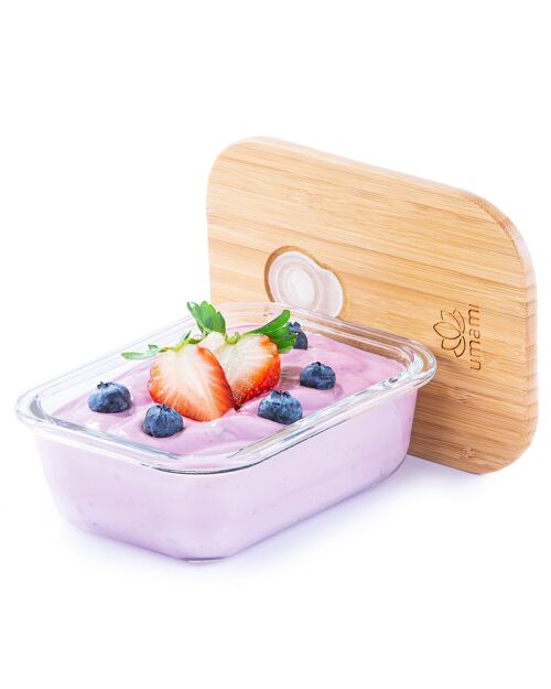 Lunch Box En Verre & Bambou S, Cadeau Idéal Homme/Femme, Boîte Bento Japonaise Hermétique 1 Étage, Micro-ondes, Four & Lave-vaisselle