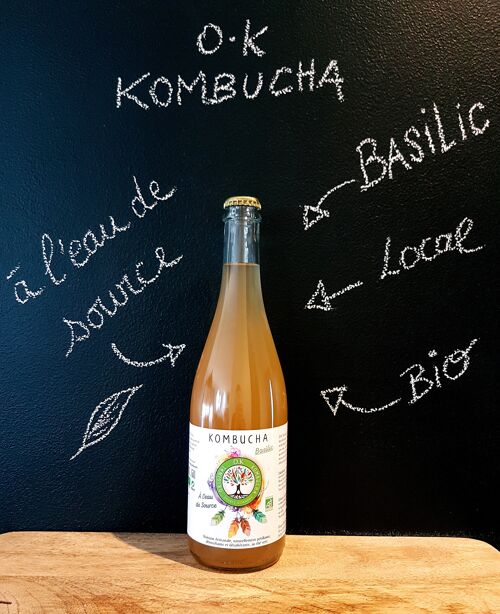 Kombucha artisanal thé vert & basilic frais 750ml