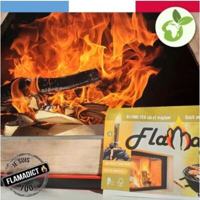 10 100% French LIGHTERS, fast, simple & eco-friendly (to start 10 wood fires - bbq, fireplace, stove or wood oven)