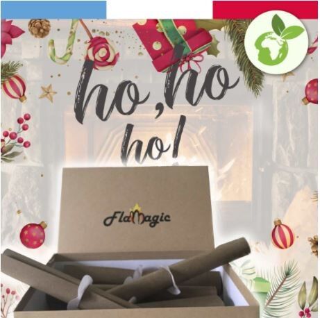 Kamin-Geschenkset: Schnelle, einfache, natürliche und in Frankreich hergestellte Anzünder – attraktive Aufbewahrungsbox zur griffbereiten Aufbewahrung am Kaminofen oder Kamin.