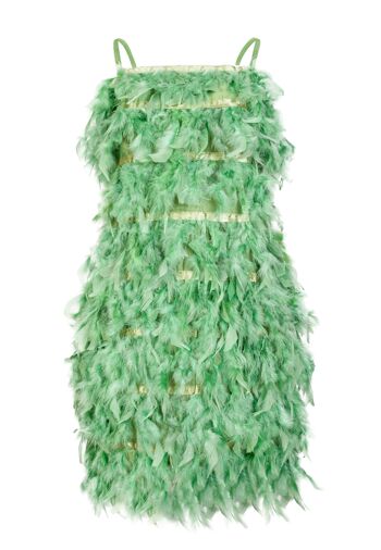 TAMARA MINI ROBE À PLUMES VERT MENTHE 5