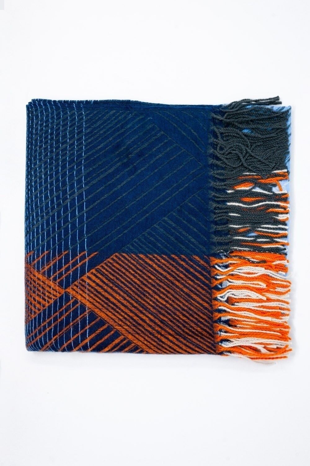 Schal in orange und marineblau gestreift