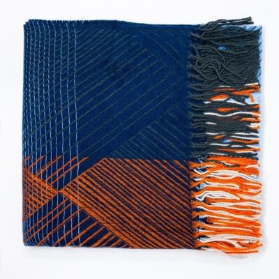 Schal in orange und marineblau gestreift