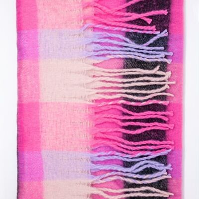 Brushed fringed scarf in pink check