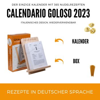 Calendario Goloso 2023, un calendrier / livre de cuisine avec 365 recettes de pâtes italiennes en ALLEMAND 1