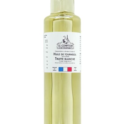 Aceite de girasol aromatizado con trufa blanca con trozos de trufa de verano (tuber aestivum)