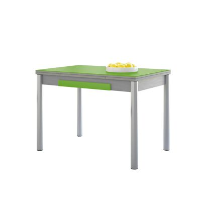 Tavolo da cucina con ali verdi, gambe tonde, 90x50cm (vetro)