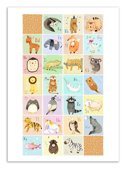 Art-Poster - English Animals alphabet - Judith Loske W18559-A3