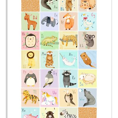 Art-Poster - Alfabeto de animales en inglés - Judith Loske W18559-A3