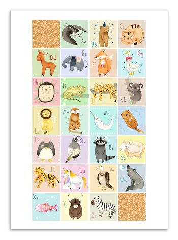 Art-Poster - English Animals alphabet - Judith Loske W18559-A3 1