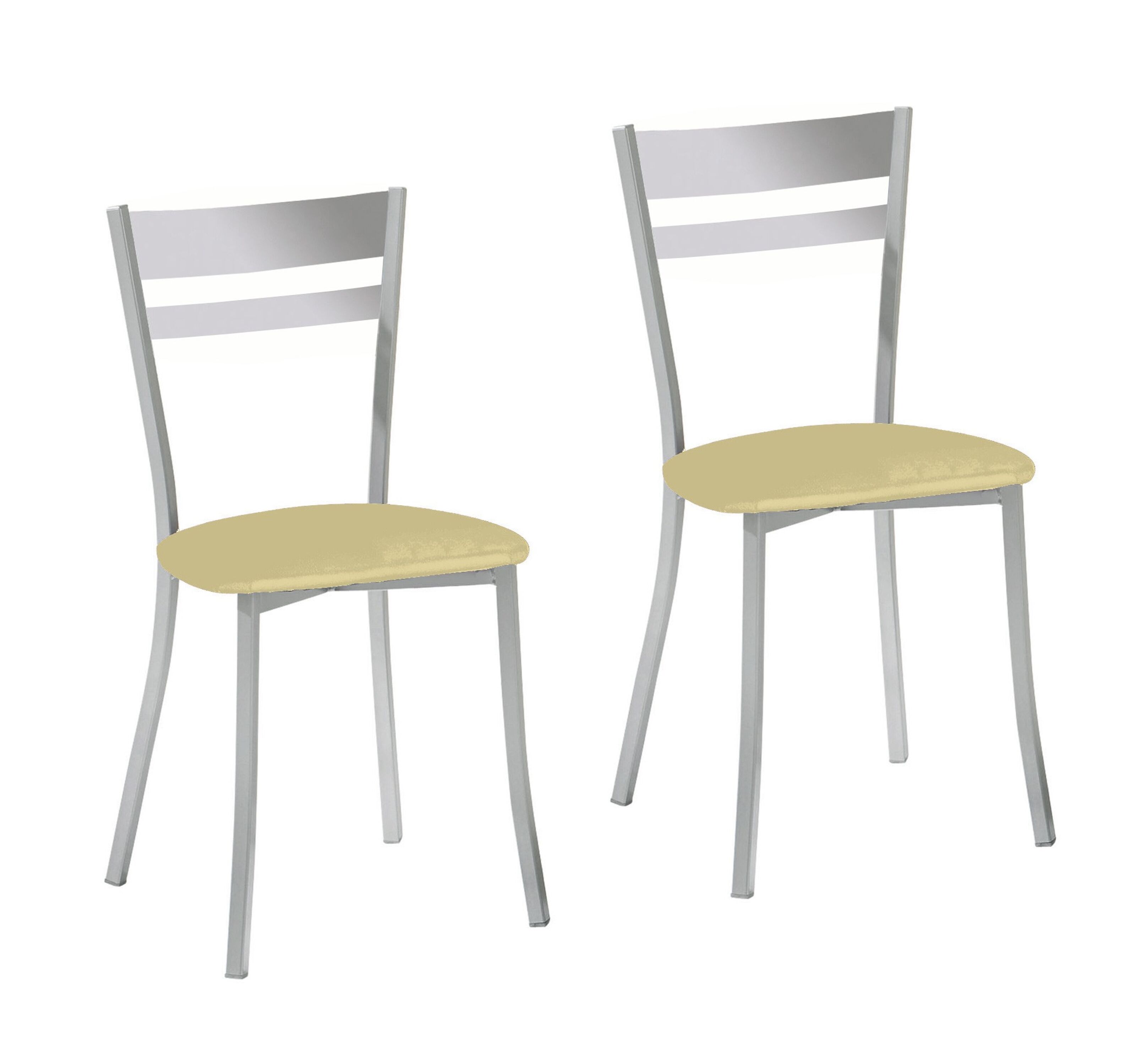Buy wholesale TWO CHAIRS MOD. 650 ALUMINUM IMITATION LEATHER BEIG