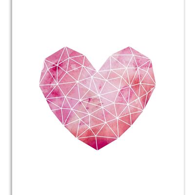 Art-Poster - Geometric heart - Kookie Pixel W18596