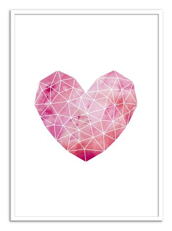 Art-Poster - Geometric heart - Kookie Pixel W18596 2