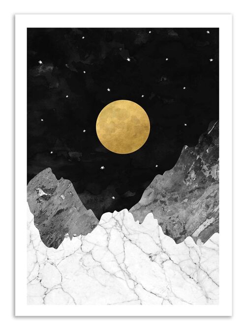 Art-Poster - Moon and stars - Kookie Pixel W18600-A3
