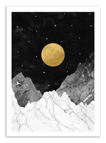 Art-Poster - Moon and stars - Kookie Pixel W18600-A3 1